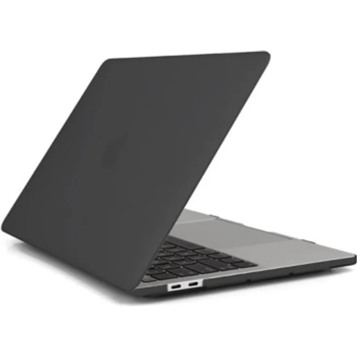 KMP Hülle für MacBook Pro 13“ (Pro 10-2016, 06-2017, 07-2018 with Touch bar) – schwarz transparent – Ultradünne gummierte Hartschale Premium Snap Case – Note 1,0 MacLife (03-2017)