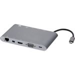 AmazonBasics Typ-C-Docking-Station mit Mini-DisplayPort-, HDMI-, VGA-, 3 USBA-A-, Ethernet-Anschluss, SD- / TF-Kartenleser, Audio und Typ-C-Ladeanschluss, Aluminium, kompakt, Grau