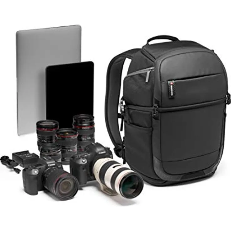 Manfrotto MB MA2-BP-FM Advanced² Fast Kamera- Laptop-Rucksack für DSLR-CSC Kameras und Standardobjektive, mit variablen gepolsterten Trennwänden, Stativbefestigung, beschichteter Stoff
