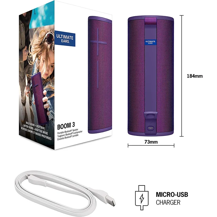 Ultimate Ears Boom 3 Bluetooth-Lautsprecher mit Radio, Webradio, wasserdicht, Violett – Bild 8