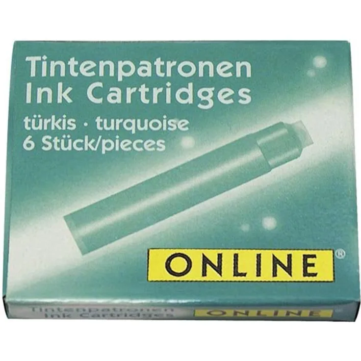 Online Schreibgeräte 17224-24 Tintenpatronen, türkis , 6 Stück