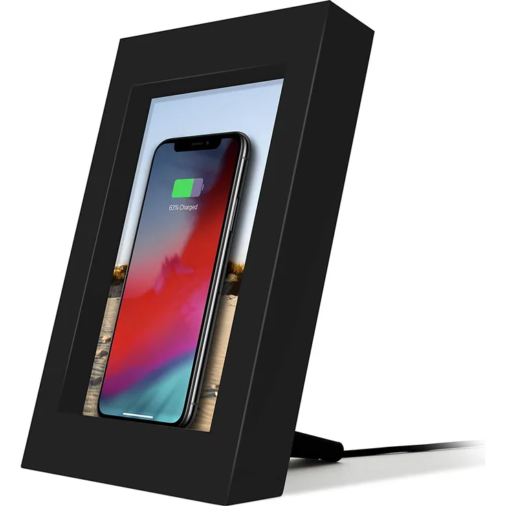 Twelve South PowerPic | Bilderrahmen Stand mit integriertem Wireless 10W Qi Ladegerät (Schwarz)