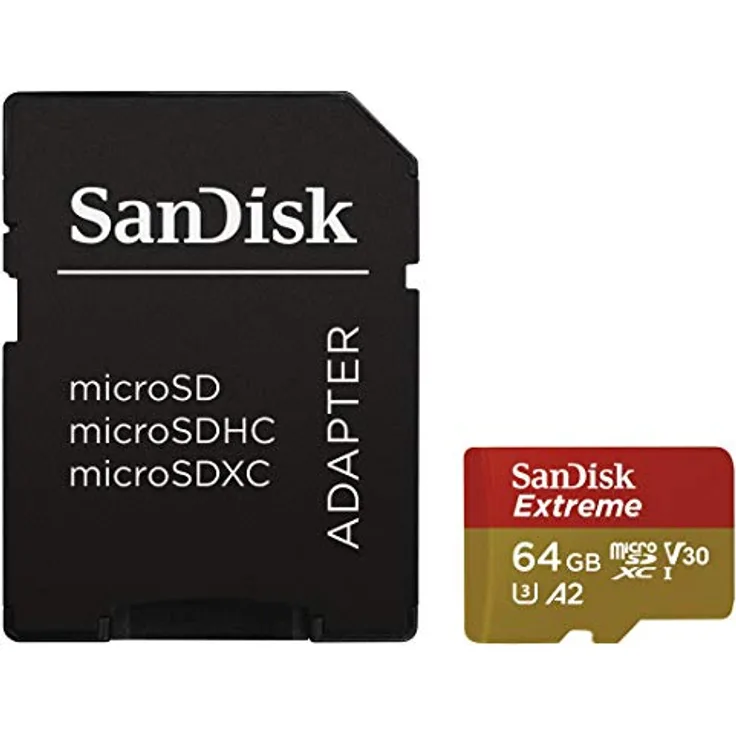 SanDisk Extreme 64 GB microSDXC Memory Card for Action Cameras and Drones with A2 App Performance up to 160 MB-s, Class 10, U3, V30