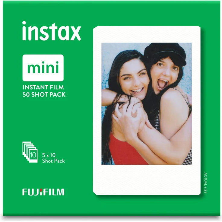 Fujifilm Instax Mini Instant Film, 5x 10 Blatt (50 Blatt), Weiß – Bild 1