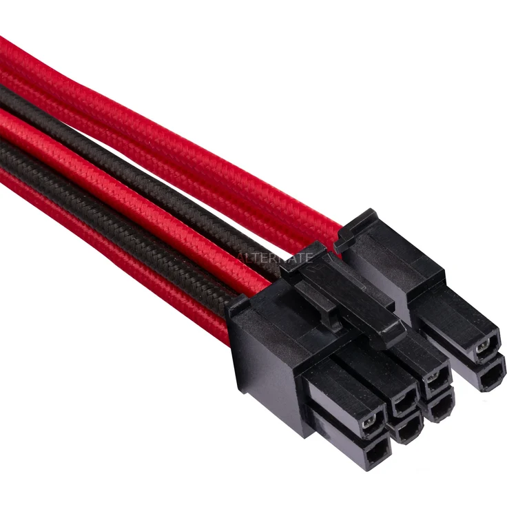 Corsair Premium Sleeved Netzteil 6+2 pin-Polig-PCIe-Single-Kabel Typ4 (Generation 4-Serie) Rot-Schwarz – Bild 1