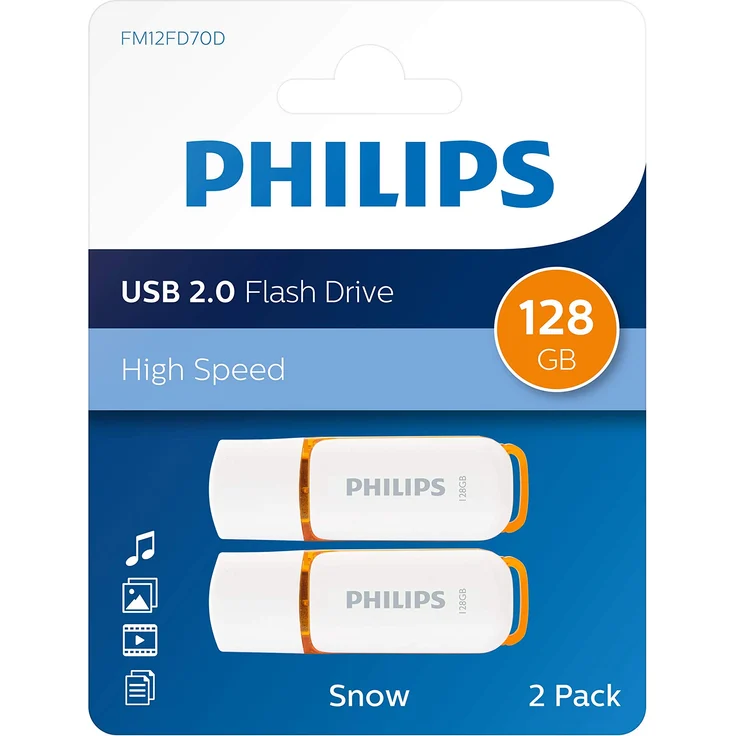 Philips USB-Stick Snow Edition 128 GB, USB2.0, 2 Packungen – Bild 1