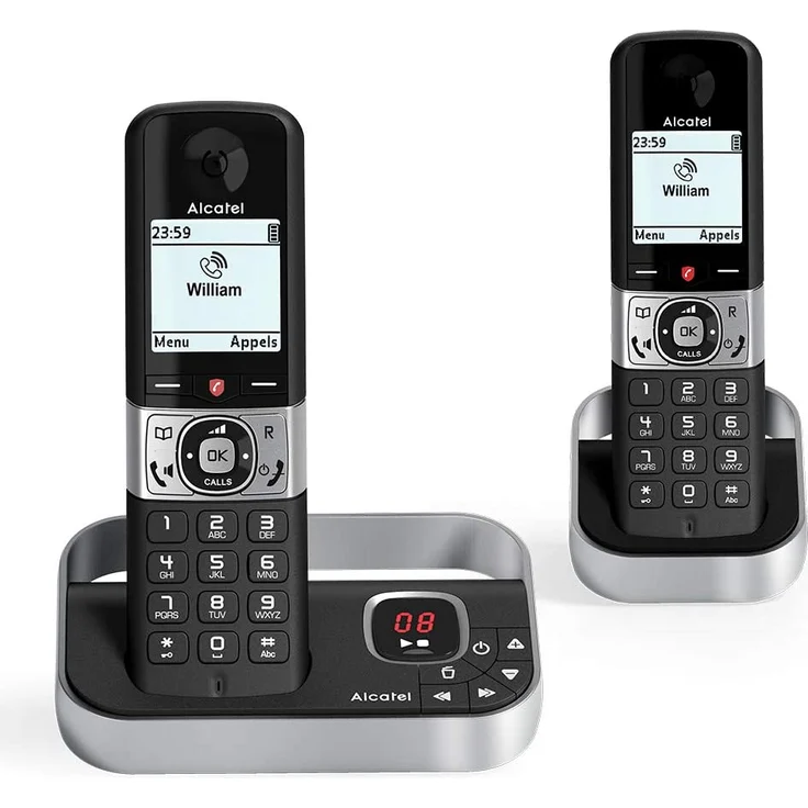 Alcatel F890 Voice Duo DECT-Telefon Anrufer-Identifikation, schwarz, Silber – Bild 1