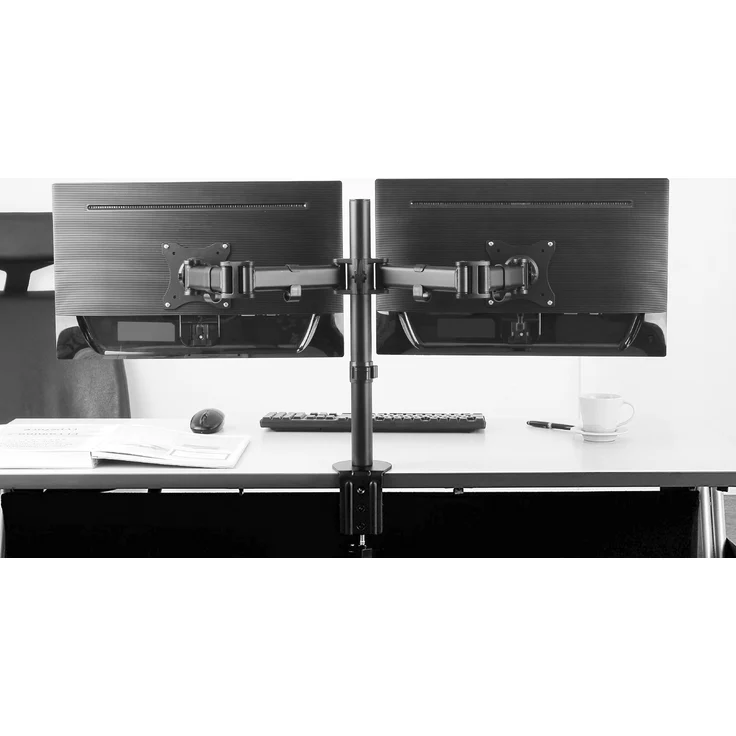 RICOO Monitor Tischhalterung für 2 Monitore Monitorhalterung TS5811 Monitorständer Schwenkbar Neigbar Höhenverstellbar Bildschirmständer Tisch Ständer Monitorhalterungen VESA 75x75 100x100 Schwarz – Bild 1
