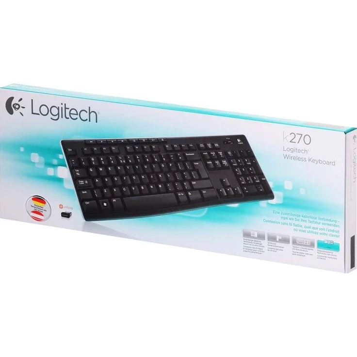 Logitech K270 Kabellose Tastatur, 2.4 GHz Verbindung via Unifying USB-Empfänger, 8 Multimedia- und Schortcut-Tasten, Spritzwassergeschützt, 2-Jahre Batterielaufzeit, Spanisches QWERTY-Layout - schwarz – Bild 4