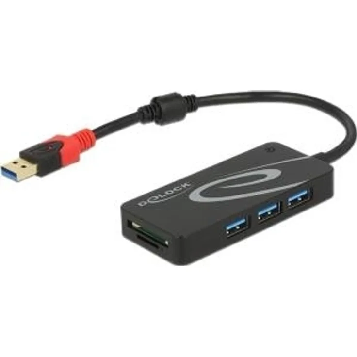 DeLock USB-Hub USB3.1 TypA 3X USB3.0 TypA +2X Slot SD
