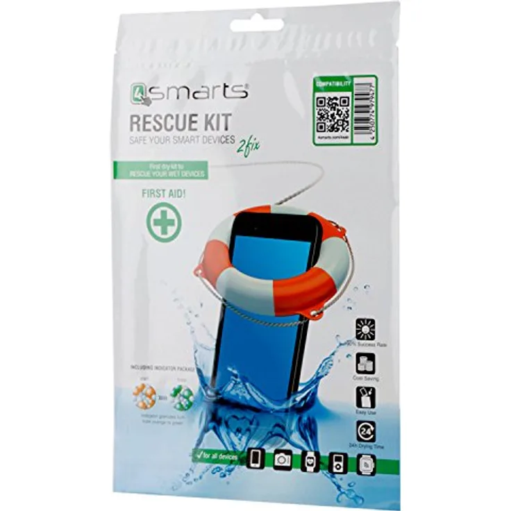 4smarts - Smartphone und Handy-Rettungspaket zur Soforthilfe bei Wasserschaden - zieht Feuchtigkeit aus dem Gerät