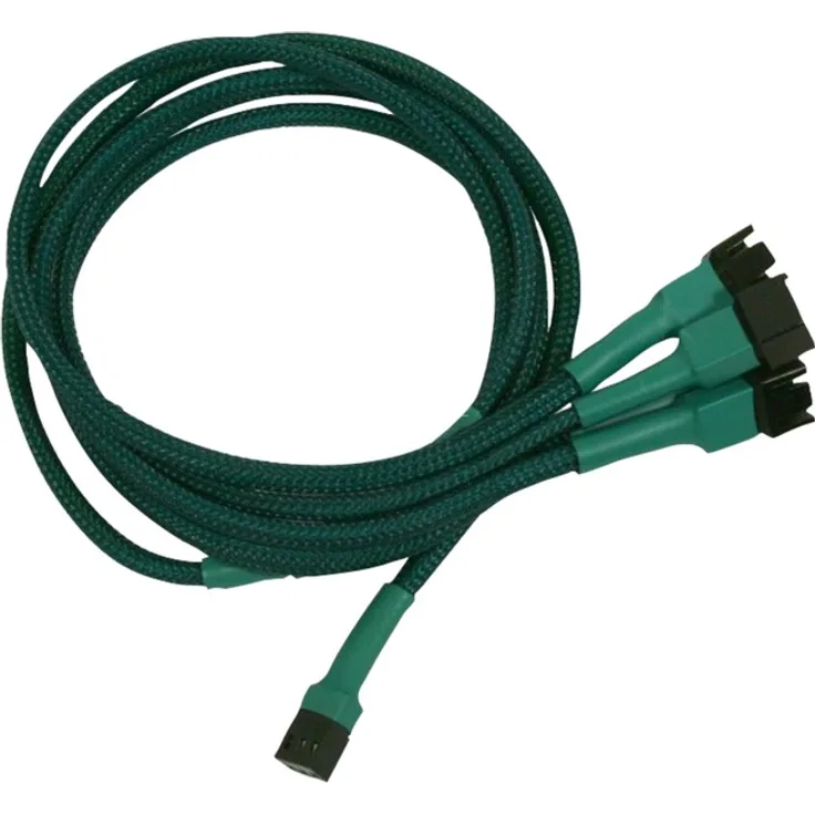 Nanoxia 900500005 3-Pin Molex auf 4 x 3-Pin Adapterkabel, 60 cm, Grüner Sleeve