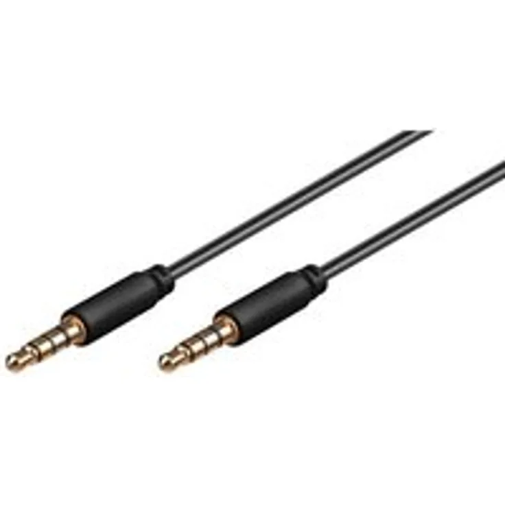 Goobay 63830 AUX-Kabel, Audiokabel, Verbinduskabel, Klinkenkabel, Klinke 3,5mm Stecker (4-Pin, Stereo) > Klinke 3, 5 mm Stecker (4-Pin, Stereo), 4-polig, 2 Meter, schwarz