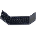 Faltbare Bluetooth Tastatur mit Touchpad, aurtec Wiederaufladbare tragbare Wireless Mini Tastatur Keyboard für PC Tablet, Samsung, Android, iOS Smartphone Dunkel Grau