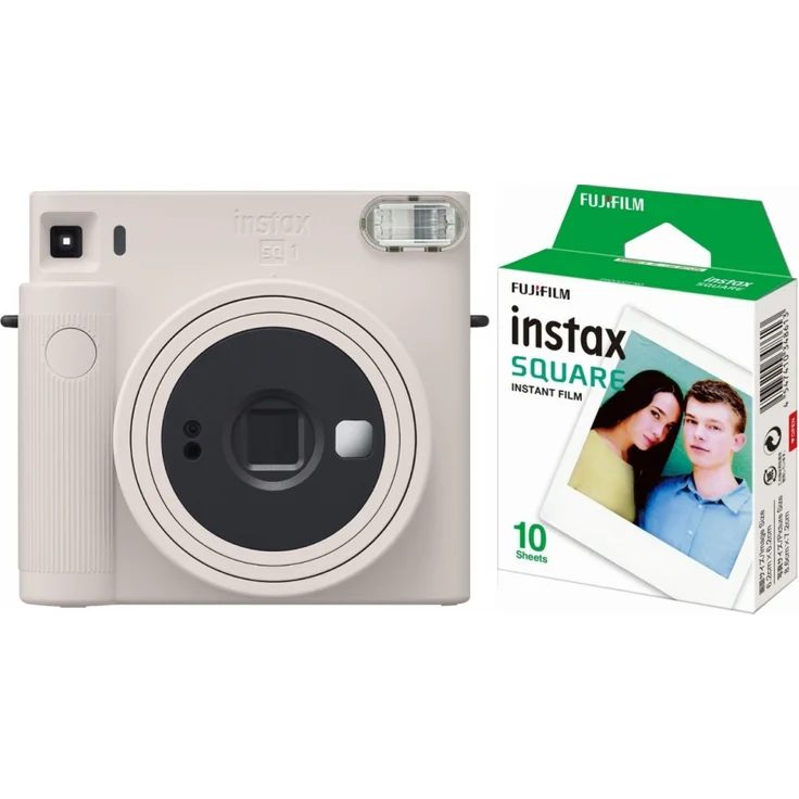 Fujifilm Instax SQUARE SQ1 chalk white EX D Sofortbildkamera + Fujifilm Instax SQUARE Film – Bild 1