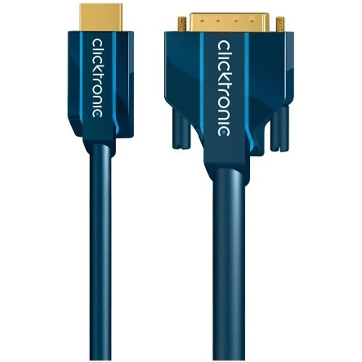 Clicktronic Casual HDMI - DVI-Kabel 5.0 m, Adapterkabel zwischen HDMI und DVI-D, vergoldete Kontakte, zweifach geschirmt