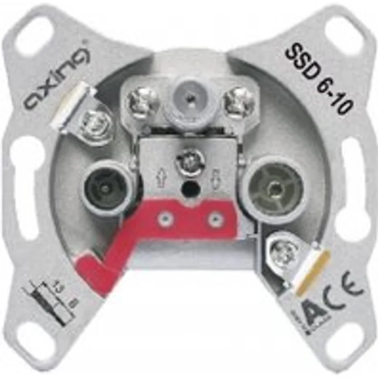 Axing SSD 6-10 Universal-Antennendose als Duchgangsdose 10dB für CATV, SAT und Unicable-Systeme nach EN 50494