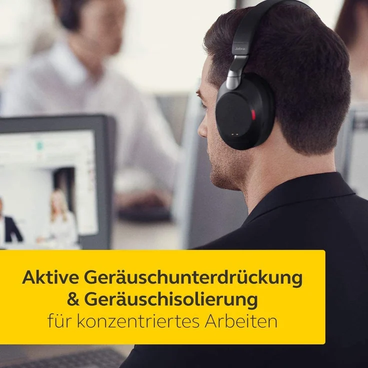 Jabra Evolve2 85 Wireless Headset, Noise Cancelling Microsoft Teams Stereo Kopfhörer mit langer Akkulaufzeit, USB-C Bluetooth Adapter, schwarz – Bild 3