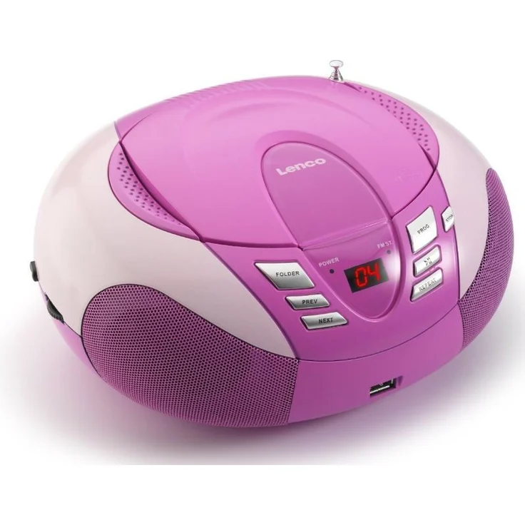 Lenco Radio mit CD-MP3-Player SCD-37 Tragbares UKW-MW Radio mit USB (Teleskopantenne, USB), rosa – Bild 3