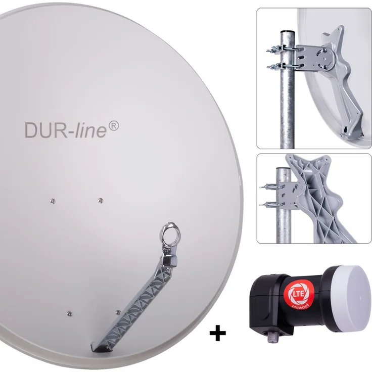 DUR-line Select 85/90cm Komplettanlage hellgrau + Single LNB