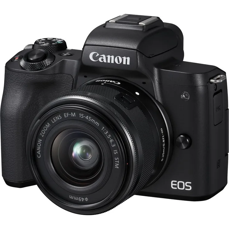 Canon EOS M50 spiegellose Systemkamera mit Objektiv EF-M 15-45mm IS STM (24,1 MP, dreh- und schwenkbares 7,5 cm (3 Zoll) Touchscreen LC-Display, Digic 8, 4K Video, OLED EVF, WLAN, Bluetooth), schwarz