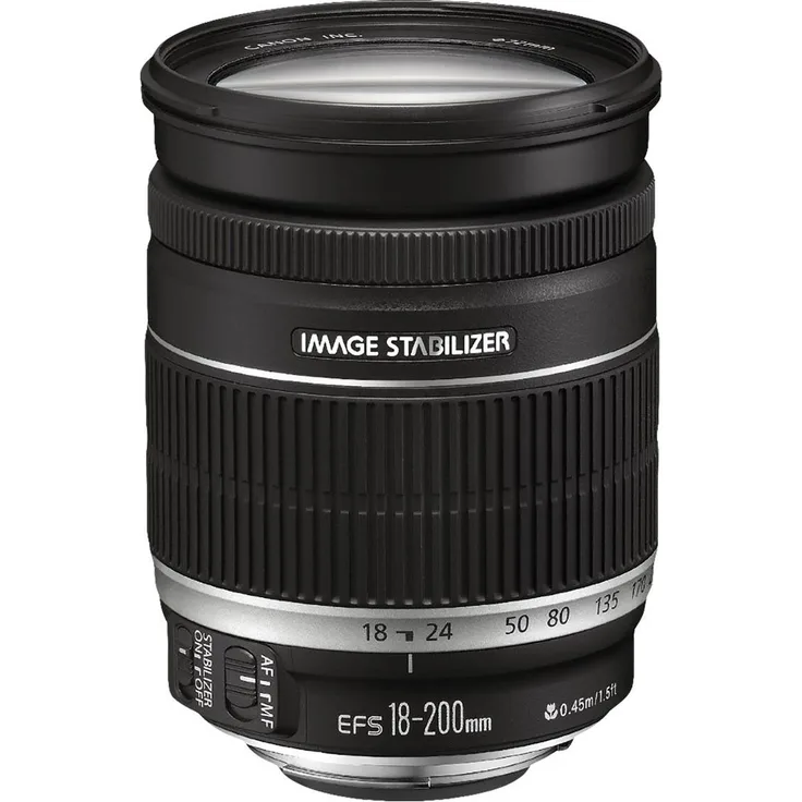 Canon Zoomobjektiv EF-S 18-200mm F3.5-5.6 IS für EOS (72mm Filtergewinde, Bildstabilisator, Autofokus) schwarz
