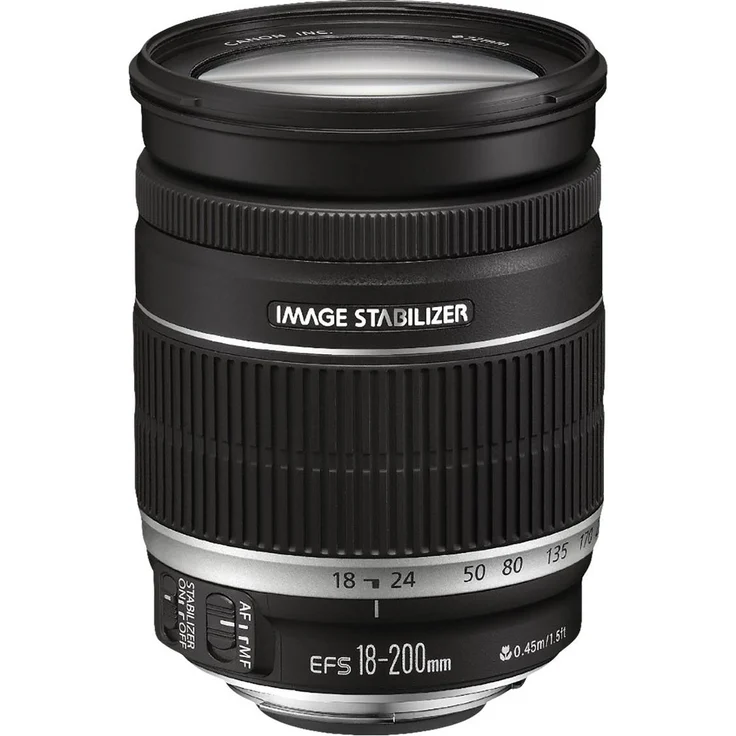 Canon Zoomobjektiv EF-S 18-200mm F3.5-5.6 IS für EOS (72mm Filtergewinde, Bildstabilisator, Autofokus) schwarz – Bild 1