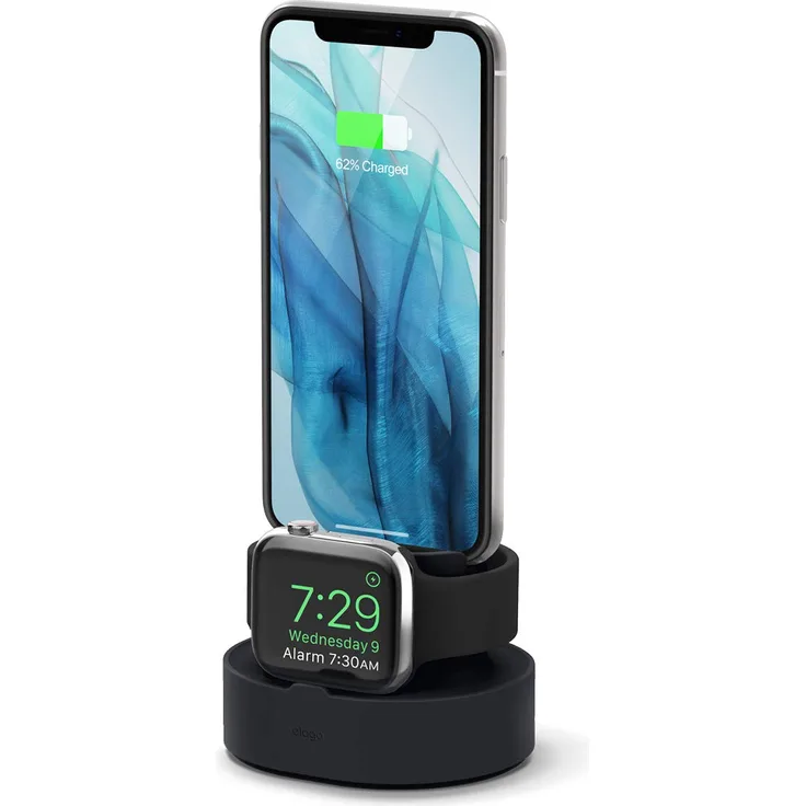 elago Mini Charging Hub Ladestation Dual-Ladeständer Kompatibel mit Apple Watch 38 42 40 44mm Serie 5 (2019) 4 3 2 1, AirPods, iPhone 11 (2019), XS und mehr (Ladekabel sind Nicht enthalten) - Schwarz