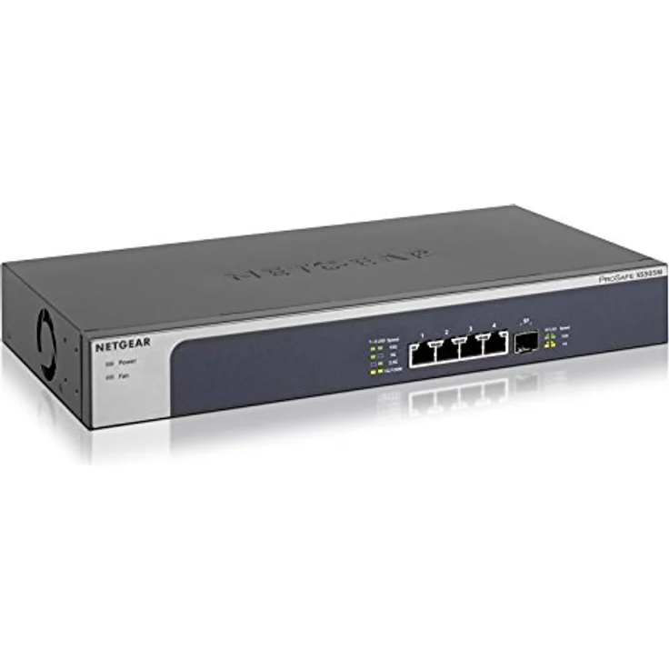 Netgear XS505M 5-Port 10G Multi-Gigabit Ethernet LAN Switch Unmanaged (mit 1x 10G-SFP+, Desktop- oder Rack-Montage mit ProSAFE Lifetime-) schwarz, grau – Bild 1