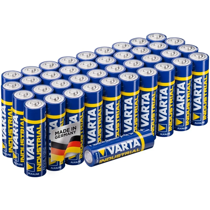 Varta Industrial Batterie (AA Mignon Alkaline Batterien LR6, umweltschonende Verpackung, 40er Pack) – Bild 1