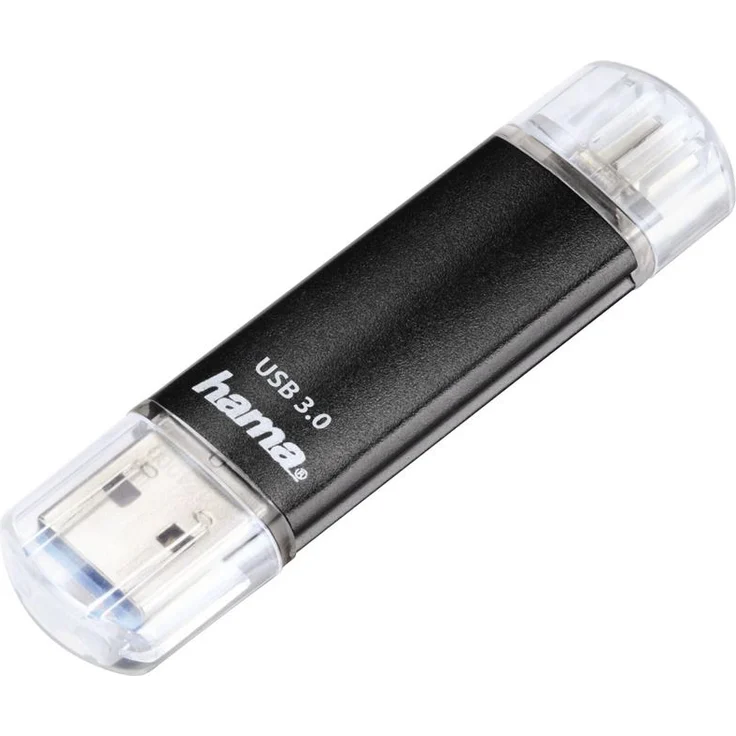 Hama 16GB USB-Speicherstick mit USB 3.0 und microUSB (2-in-1 USB-Stick, z.B. für Android Handy, Tablet, Computer, Notebook, PC, Laptop, MacBook, OTG, 40MB-s) Handy-Stick, Doppel Memory-Stick schwarz – Bild 1