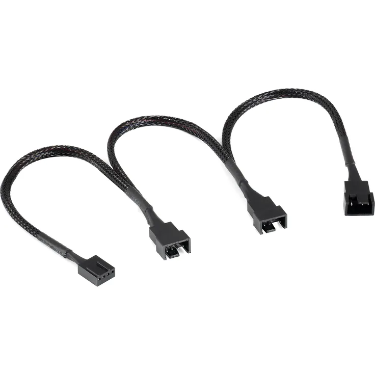 Poppstar PWM Lüfter Verteilerkabel (20-20-20cm, 4-Pin Buchse auf 1x 4-Pin PWM Stecker und 2x 3-Pin Stecker), zum Anschluss von Prozessor- und Gehäuselüftern an Mainboard