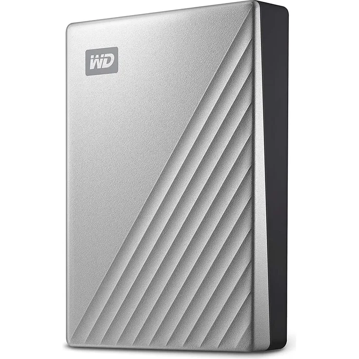 WD My Passport Ultra for Mac WDBPMV0050BSL - Festplatte - verschlüsselt - 5 TB - extern (tragbar) - USB 3.1 (USB-C Steckverbinder) - 256-Bit-AES - Silber (WDBPMV0050BSL-WESN)