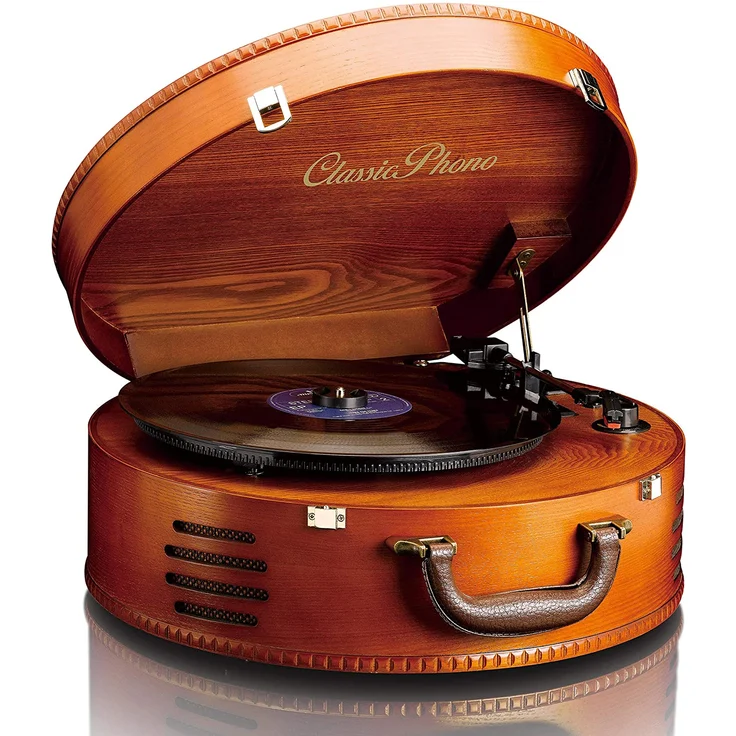 Classic Phono TT-34 Retro Schallplattenspieler, USB -Anschluss zum Digitalisieren, Stereo Lautsprecher, 3 Abspielgeschwindigkeiten, braun – Bild 6