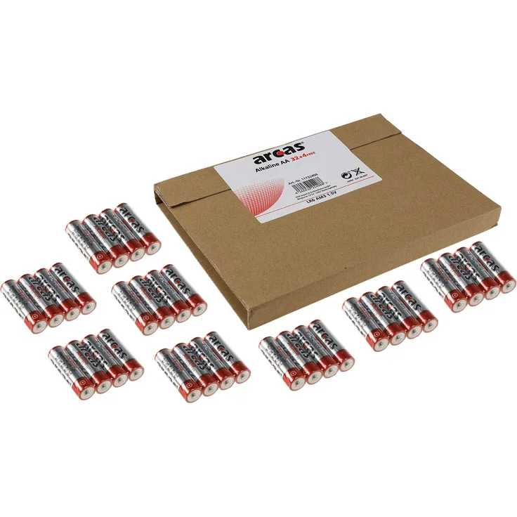 Mignon-Batterien ARCAS Alkaline Typ AA-LR3, 1,5V, 36er Flat-Pack