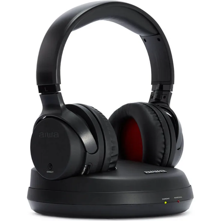 Aiwa WHF-880 Wireless Over-Ear-Kopfhörer, Drahtloser Sender mit PLL-Technologie, schwarz