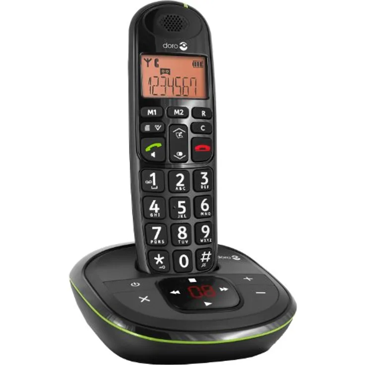 Doro PhoneEasy 105wr Schnurloses DECT-Telefon mit Anrufbeantworter schwarz Analog-Telefon 