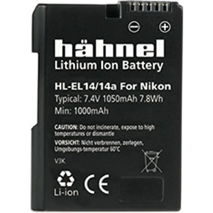 Hähnel HL EL14a 7,4V 1050mAh Li-Ion Ersatzakku Typ Nikon EN-EL14a für D3100-D3200-D3300-D5100-D5200-D5300-P7000-P7100-P7700-P7800
