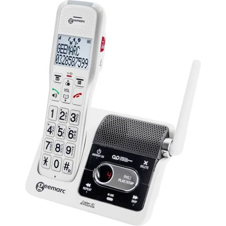 Geemarc AmpliDECT 595 ULE schnurloses verstärktes 50 dB Schwerhörigentelefon - mit der Gegensprechanlage kompatibel - Deutsche Version