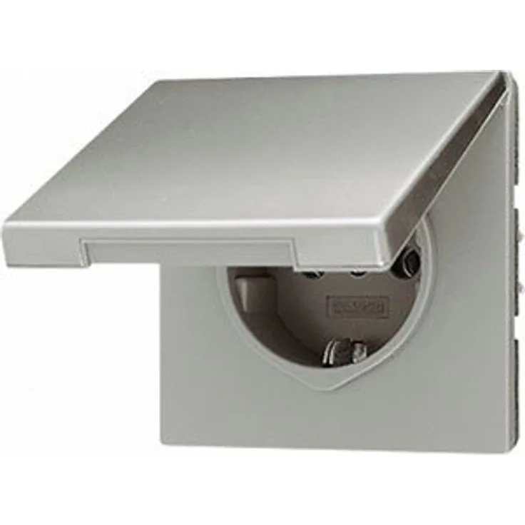 Jung 1520 KIKL Schuko Steckdose 16 A 250 V mit Berührungsschutz und Klappdeckel Serie LS Edelstahl