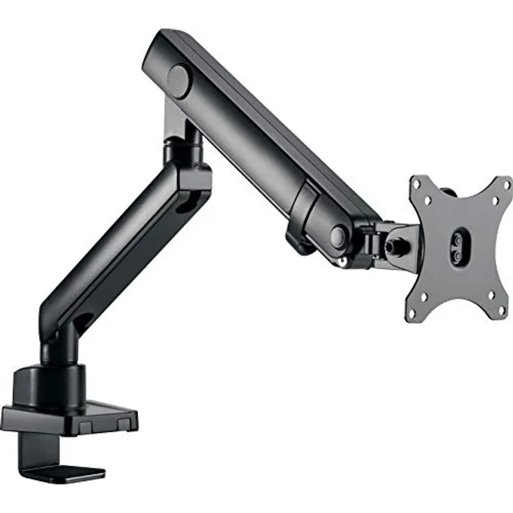 ICY BOX Monitor-Halterung für 1 Monitor bis 32 Zoll, Befestigung auf Tischplatte oder an Tischkante, Stahl, Schwarz