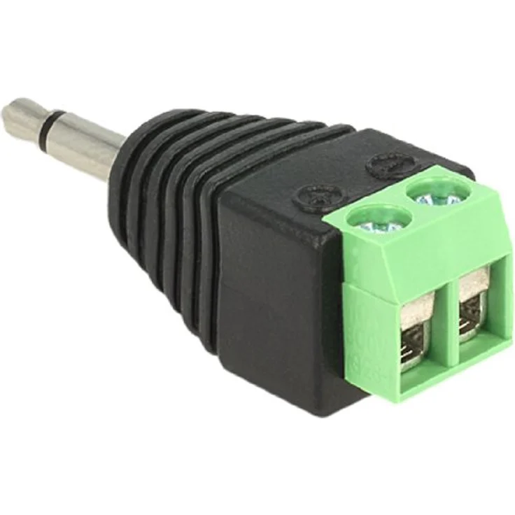 Delock 65528 Adapter Terminalblock 2 Polig auf 3,5mm Klinke Stecker Schwarz-Grün