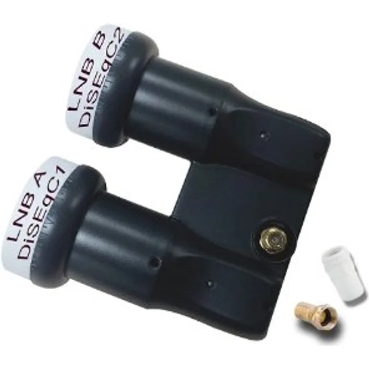 HD-LINE Monoblock Single Lnb Gold Edition - 1 Fach Single Lnb, Direkter Kontakt von der Satelliten Schüssel -0.1dB- Astra 19,2° - Hotbird 13°'' [ Full HD 1080 P, 3D ] - | Doppelkopf - 2 Ausgang |