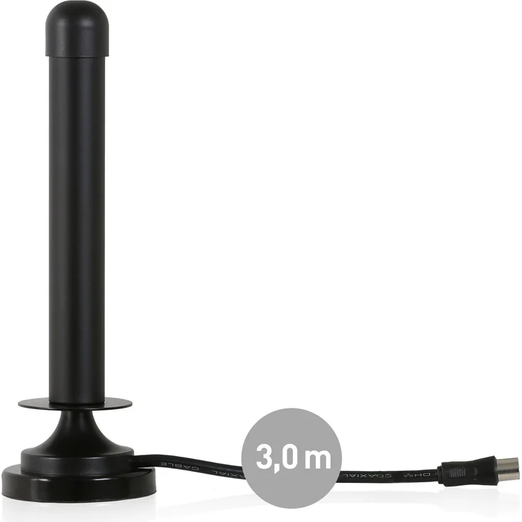 Wicked Chili DVBT2 HD / DVBT digitale Fernseh / Radio Antenne für TV / PC - passive Zimmerantenne mit Magnetfuß und hoher Empfangsleistung (Verstärkung: 6dBi / Kabellänge: 300 cm) schwarz – Bild 2