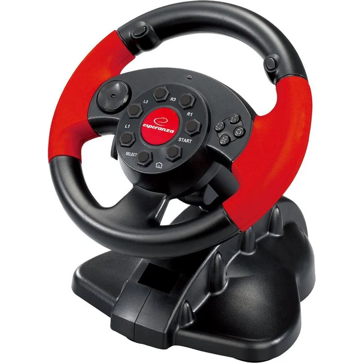Esperanza EG103 Gaming Lenkrad PC-PSX-PS2-PS3 USB High Octane Schwarz-Rot – Bild 2