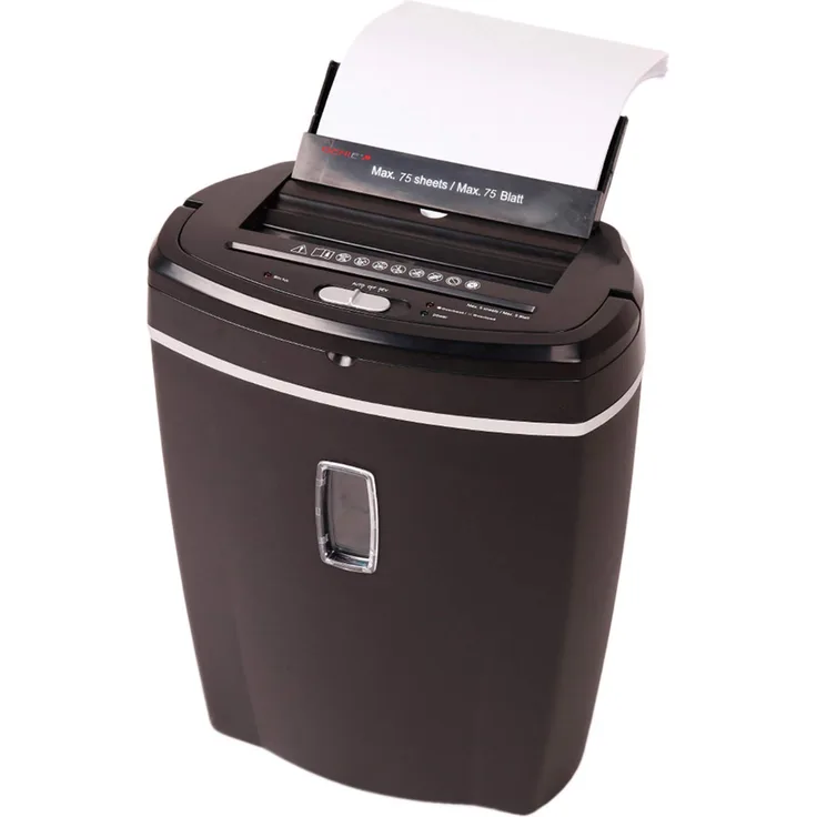 Genie 755 AFX Aktenvernichter, mit Autofeed Funktion (Stapel bis75 Blatt einlegen, automatischer Einzug), Partikelschnitt (Sicherheitsstufe P-4), inkl. Papierkorb, schwarz