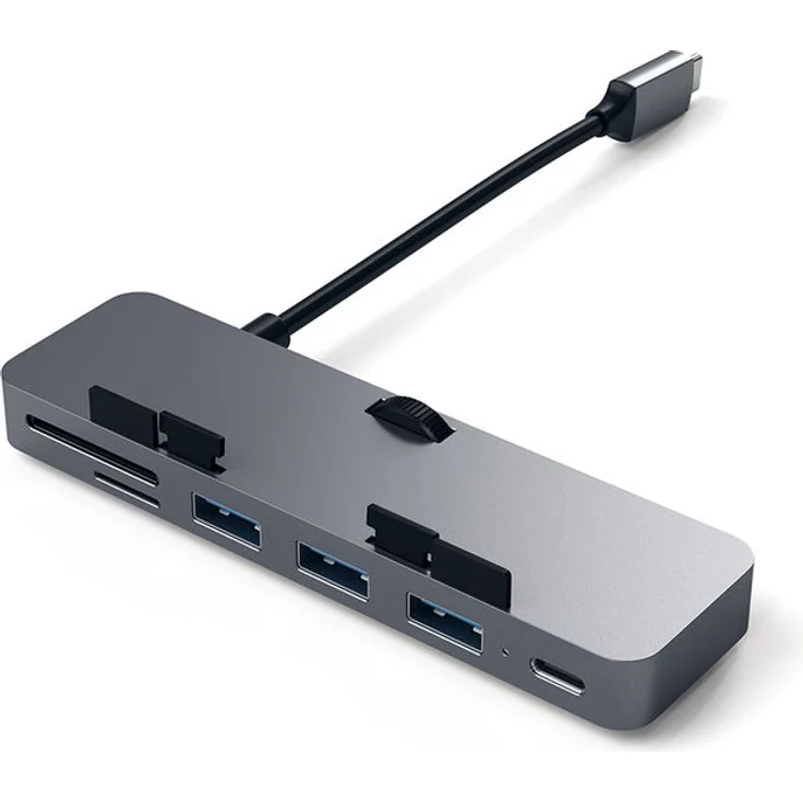 Satechi Aluminium Typ-C Klammer Hub Pro mit USB-C Datenanschluss, 3 USB 3.0 Anschlüssen, Micro/SD Kartenlesegerät für Das 2017er iMac und iMac Pro (Space Grau) – Bild 3