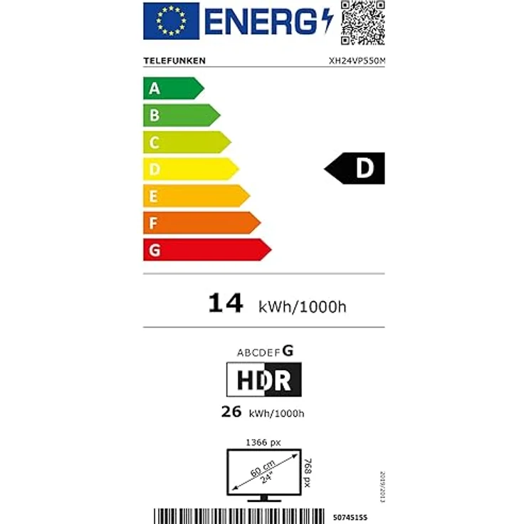 Telefunken 24 Zoll Smart TV VIDAA XH24VP550M HD Fernseher, Schwarz, HDR TV mit Triple-Tuner – Bild 6
