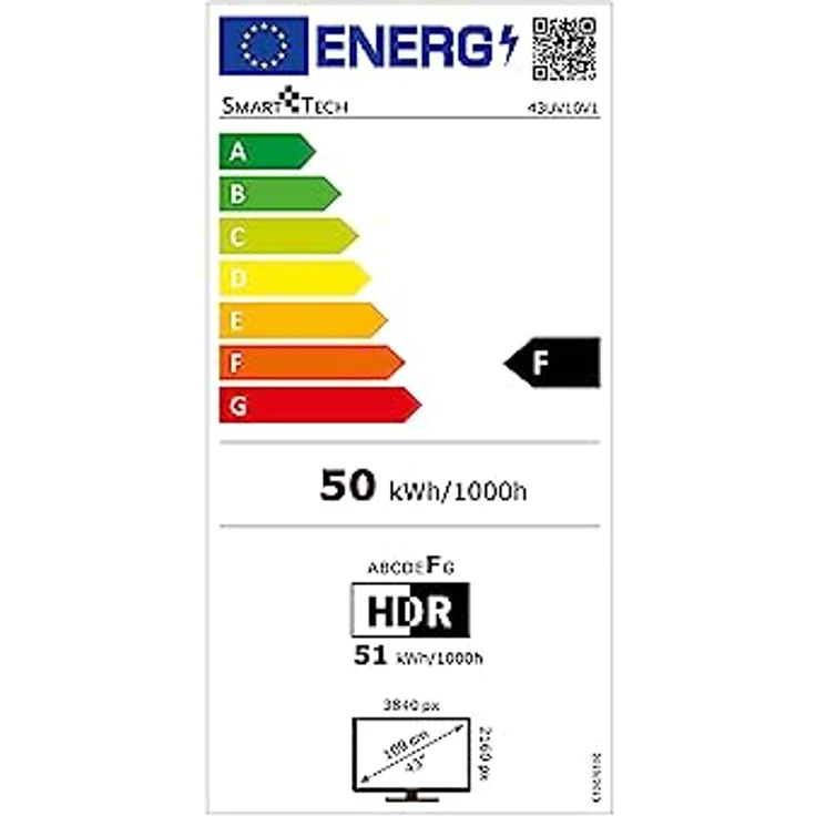 SMART TECH 4K-UHD LED 43 Zoll (109 cm) VIDAA Smart TV 43UV10V1, Quad core, 1.5G/4G, DVB-T2/C/S2, WIFI-2T2R, H.265, Dolby Audio, 3xHDMI, 2xUSB, Netflix/YouTube/Prmie Video/Google Assistant, Schwarz – Bild 6