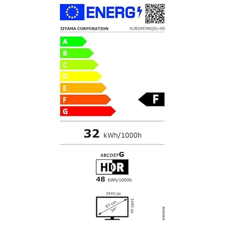 iiyama ProLite XUB3493WQSU-B5 86,7cm 34 Zoll ADS-IPS LED-Monitor UWQHD HDMI DP USB3.0 FreeSync PIP Ultra-Slim-Line Höhenverstellung schwarz – Bild 6